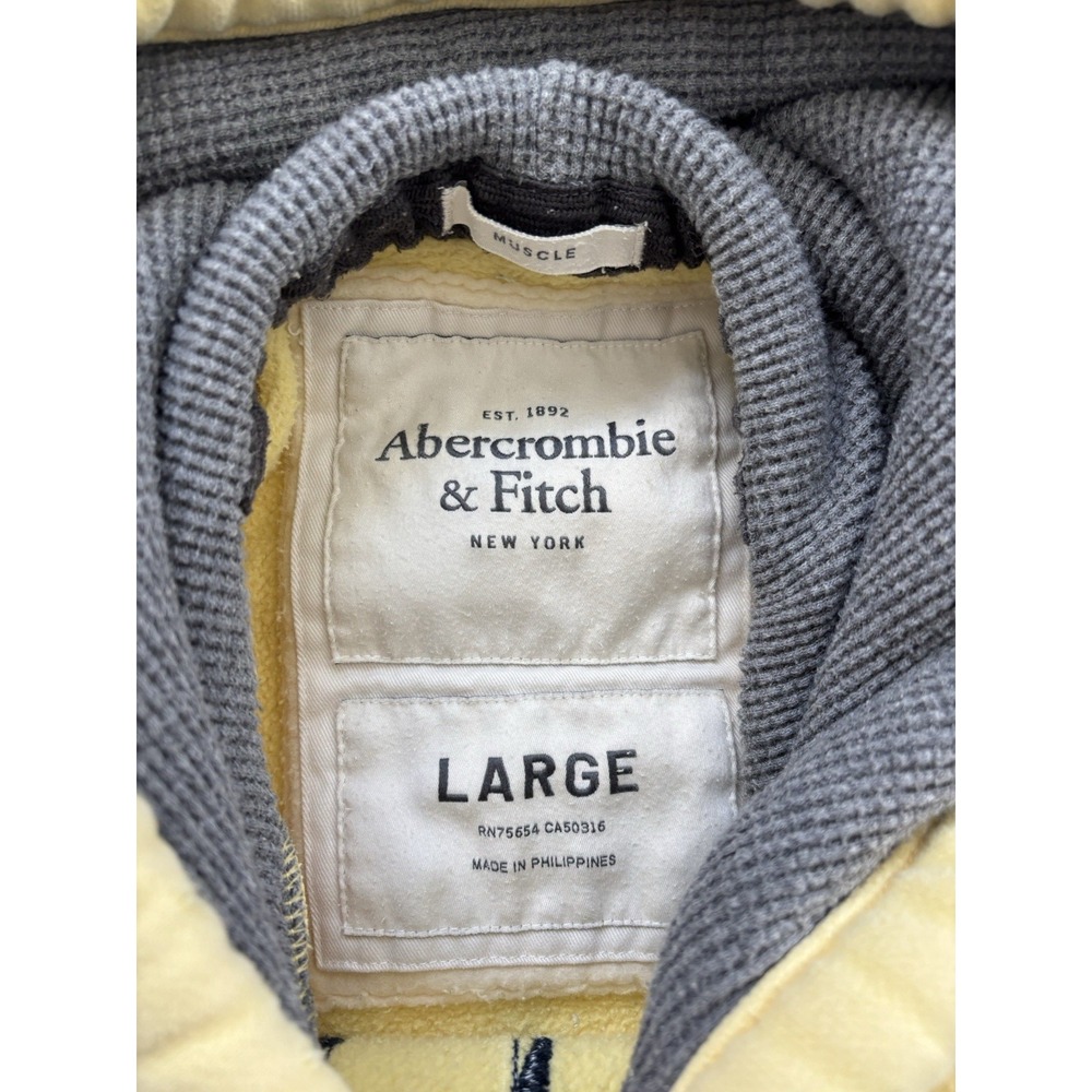 Y2K ABERCROMBIE Mens Sweatshirt Muscle Hoodie Heavyweight Distressed- Size L - Picture 3 of 10